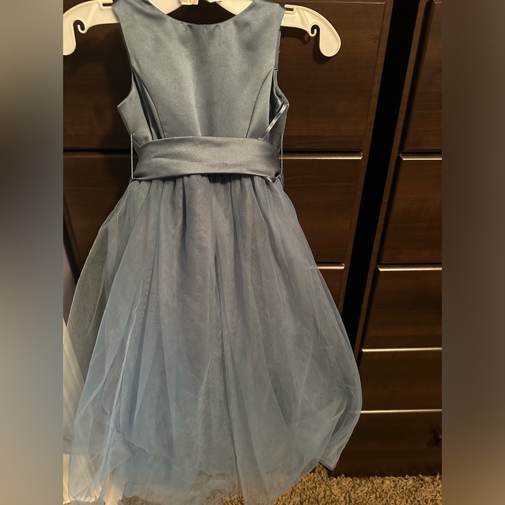 satin flower girl dress with tulle skirt 2T